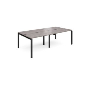 Adapt sliding top double back to back desks 2400mm x 1200mm - black frame Grey Oak Top - STE2412-K-GO
