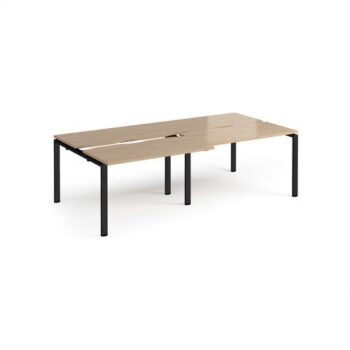 Adapt sliding top double back to back desks 2400mm x 1200mm - black frame Kendal Oak Top - STE2412-K-KO