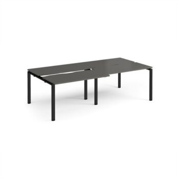 Adapt sliding top double back to back desks 2400mm x 1200mm - black frame storm grey top - STE2412-K-OG