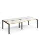 Adapt sliding top double back to back desks 2400mm x 1200mm - black frame White Top with oak edging - STE2412-K-WO