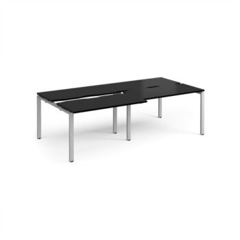 Adapt sliding top double back to back desks 2400mm x 1200mm - silver frame black top - STE2412-S-BK