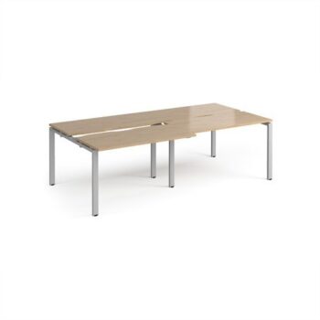 Adapt sliding top double back to back desks 2400mm x 1200mm - silver frame Kendal Oak Top - STE2412-S-KO