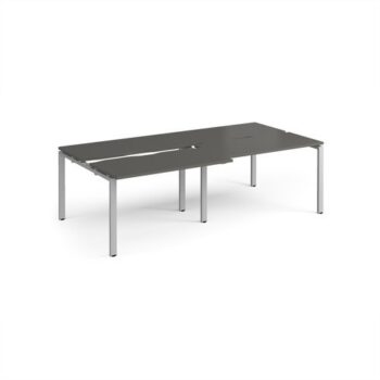 Adapt sliding top double back to back desks 2400mm x 1200mm - silver frame storm grey top - STE2412-S-OG