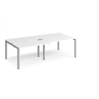 Adapt sliding top double back to back desks 2400mm x 1200mm - silver frame White Top - STE2412-S-WH