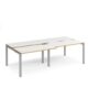 Adapt sliding top double back to back desks 2400mm x 1200mm - silver frame White Top with oak edging - STE2412-S-WO
