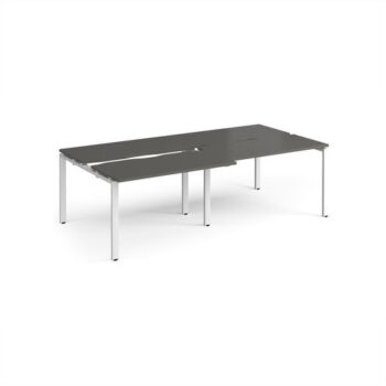 Adapt sliding top double back to back desks 2400mm x 1200mm - white frame storm grey top - STE2412-WH-OG