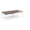Adapt sliding top double back to back desks 2400mm x 1200mm - white frame Walnut top - STE2412-WH-W