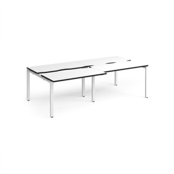 Adapt sliding top double back to back desks 2400mm x 1200mm - white frame White Top black edge - STE2412-WH-WK