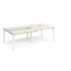 Adapt sliding top double back to back desks 2400mm x 1200mm - white frame White Top with oak edging - STE2412-WH-WO