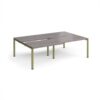 Adapt sliding top double back to back desks 2400mm x 1600mm - green frame Grey Oak Top - STE2416-GN-GO