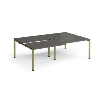 Adapt sliding top double back to back desks 2400mm x 1600mm - green frame storm grey top - STE2416-GN-OG