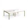 Adapt sliding top double back to back desks 2400mm x 1600mm - green frame White Top oak edge - STE2416-GN-WO