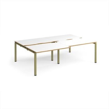 Adapt sliding top double back to back desks 2400mm x 1600mm - green frame White Top oak edge - STE2416-GN-WO