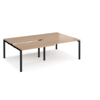 Adapt sliding top double back to back desks 2400mm x 1600mm - black frame Beech top - STE2416-K-B