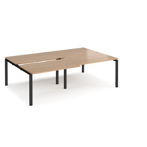 Adapt sliding top double back to back desks 2400mm x 1600mm - black frame Beech top - STE2416-K-B