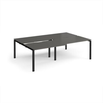 Adapt sliding top double back to back desks 2400mm x 1600mm - black frame storm grey top - STE2416-K-OG