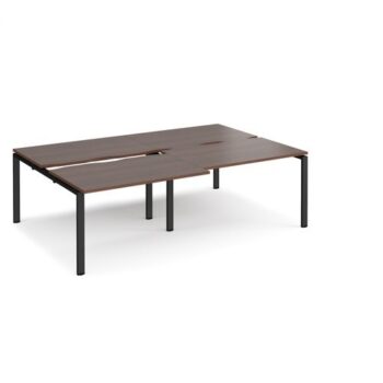 Adapt sliding top double back to back desks 2400mm x 1600mm - black frame Walnut top - STE2416-K-W