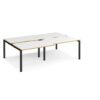 Adapt sliding top double back to back desks 2400mm x 1600mm - black frame White Top with oak edging - STE2416-K-WO