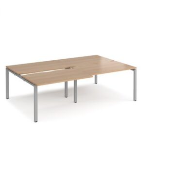 Adapt sliding top double back to back desks 2400mm x 1600mm - silver frame Beech top - STE2416-S-B