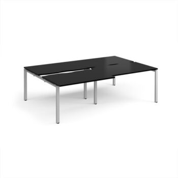 Adapt sliding top double back to back desks 2400mm x 1600mm - silver frame black top - STE2416-S-BK