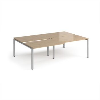 Adapt sliding top double back to back desks 2400mm x 1600mm - silver frame Kendal Oak Top - STE2416-S-KO
