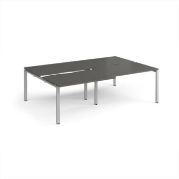 Adapt sliding top double back to back desks 2400mm x 1600mm - silver frame storm grey top - STE2416-S-OG
