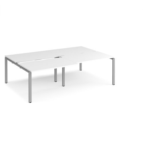 Adapt sliding top double back to back desks 2400mm x 1600mm - silver frame White Top - STE2416-S-WH