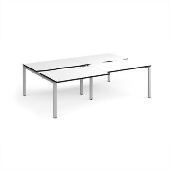 Adapt sliding top double back to back desks 2400mm x 1600mm - silver frame White Top black edge - STE2416-S-WK