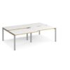 Adapt sliding top double back to back desks 2400mm x 1600mm - silver frame White Top with oak edging - STE2416-S-WO