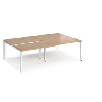 Adapt sliding top double back to back desks 2400mm x 1600mm - white frame Beech top - STE2416-WH-B