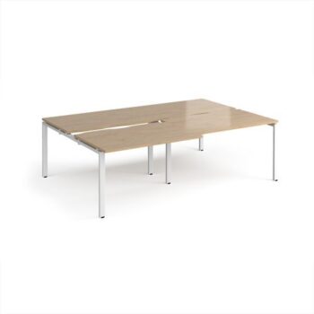 Adapt sliding top double back to back desks 2400mm x 1600mm - white frame Kendal Oak Top - STE2416-WH-KO