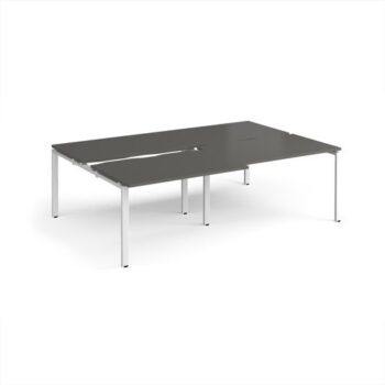 Adapt sliding top double back to back desks 2400mm x 1600mm - white frame storm grey top - STE2416-WH-OG