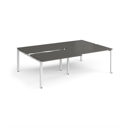 Adapt sliding top double back to back desks 2400mm x 1600mm - white frame storm grey top - STE2416-WH-OG