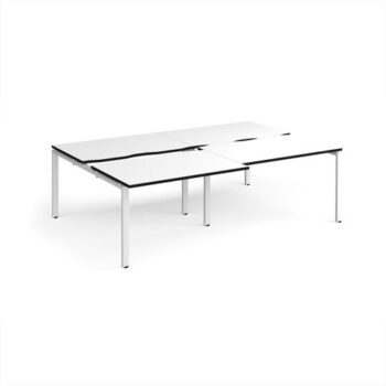 Adapt sliding top double back to back desks 2400mm x 1600mm - white frame White Top black edge - STE2416-WH-WK