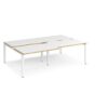 Adapt sliding top double back to back desks 2400mm x 1600mm - white frame White Top with oak edging - STE2416-WH-WO