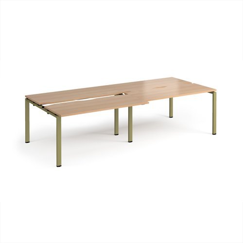 Adapt sliding top double back to back desks 2800mm x 1200mm - green frame Beech top - STE2812-GN-B