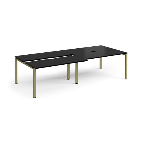 Adapt sliding top double back to back desks 2800mm x 1200mm - green frame black top - STE2812-GN-BK