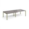 Adapt sliding top double back to back desks 2800mm x 1200mm - green frame Grey Oak Top - STE2812-GN-GO