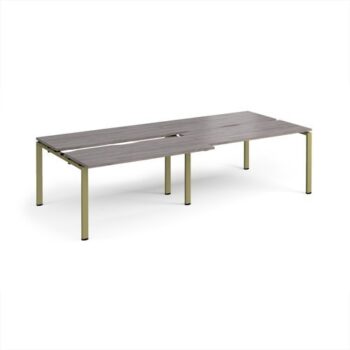 Adapt sliding top double back to back desks 2800mm x 1200mm - green frame Grey Oak Top - STE2812-GN-GO