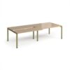 Adapt sliding top double back to back desks 2800mm x 1200mm - green frame Kendal Oak Top - STE2812-GN-KO