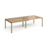 Adapt sliding top double back to back desks 2800mm x 1200mm - green frame Oak Top - STE2812-GN-O