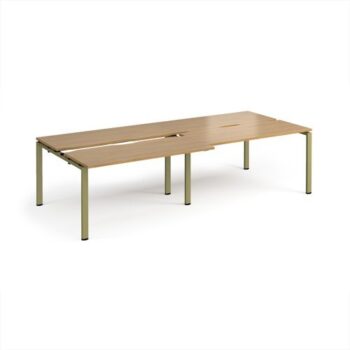 Adapt sliding top double back to back desks 2800mm x 1200mm - green frame Oak Top - STE2812-GN-O