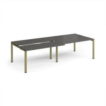 Adapt sliding top double back to back desks 2800mm x 1200mm - green frame storm grey top - STE2812-GN-OG