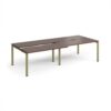 Adapt sliding top double back to back desks 2800mm x 1200mm - green frame Walnut top - STE2812-GN-W