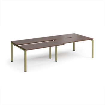 Adapt sliding top double back to back desks 2800mm x 1200mm - green frame Walnut top - STE2812-GN-W