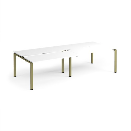 Adapt sliding top double back to back desks 2800mm x 1200mm - green frame White Top - STE2812-GN-WH