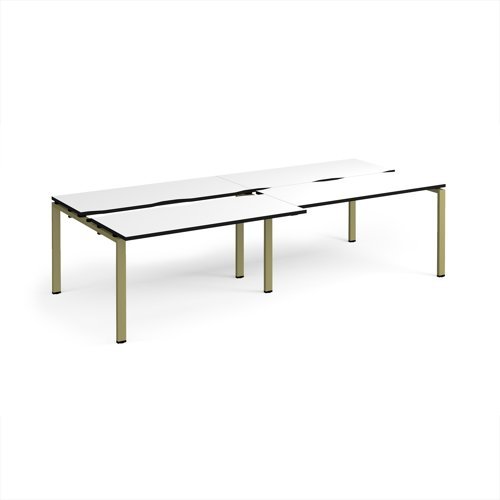 Adapt sliding top double back to back desks 2800mm x 1200mm - green frame White Top black edge - STE2812-GN-WK