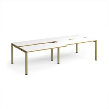 Adapt sliding top double back to back desks 2800mm x 1200mm - green frame White Top oak edge - STE2812-GN-WO