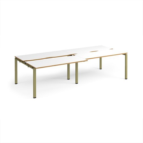 Adapt sliding top double back to back desks 2800mm x 1200mm - green frame White Top oak edge - STE2812-GN-WO
