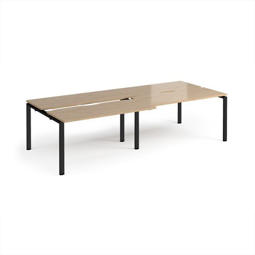 Adapt sliding top double back to back desks 2800mm x 1200mm - black frame Kendal Oak Top - STE2812-K-KO